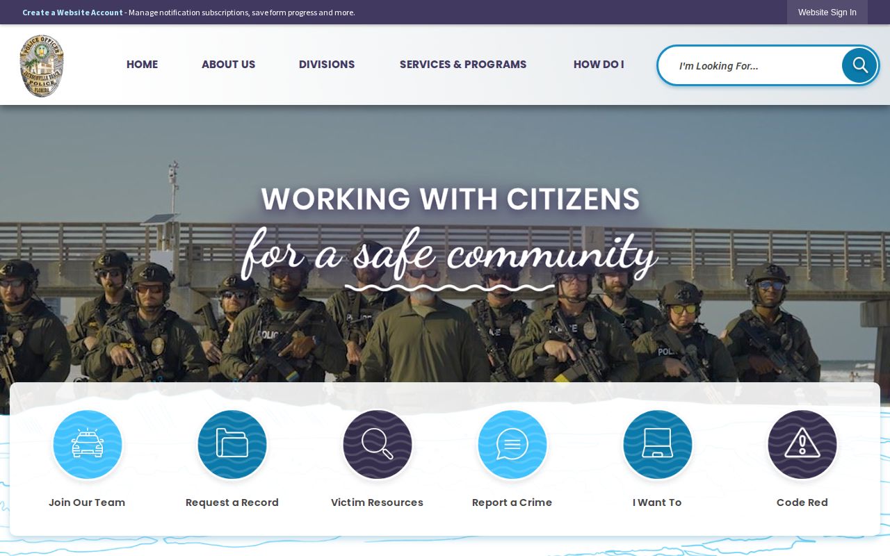 Jacksonville Beach Police Department official webpage